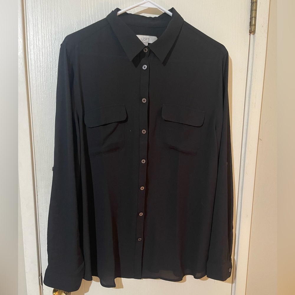 LOFT double pocket button down blouse size XL